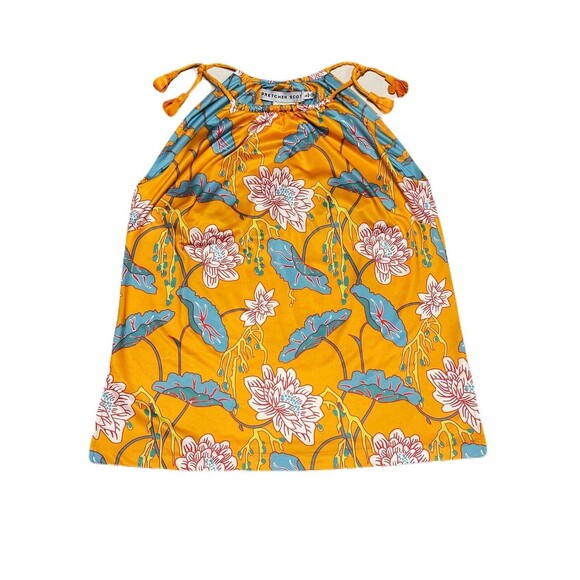 Gretchen Scott Size Large Marigold Garden Tassel Tie Built-In Bra Halter Top EUC - Picture 3 of 8